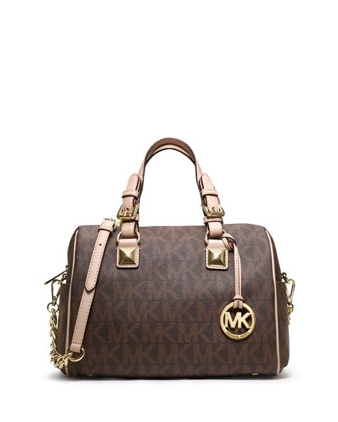 michael kors grayson monogram medium satchel brown|Grayson Medium Empire Signature Logo Satchel .